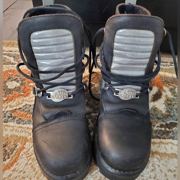 WICKED ROAD WARRIOR Leather Biker Moto Platform Combat Boots 8.5 - Picture 10 of 11